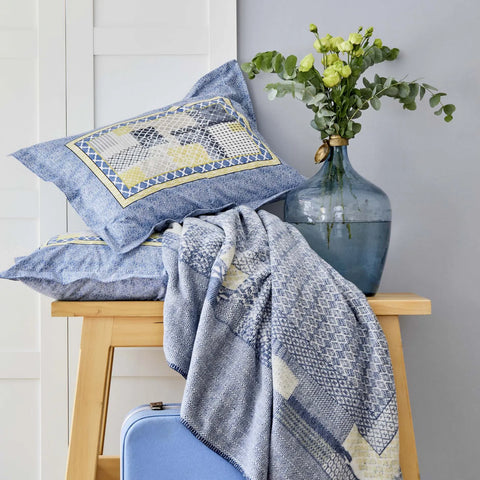 Parure de lit Karaca Home Bosa Indigo avec taies d’oreiller et housse de couette 100 % coton pour lit double