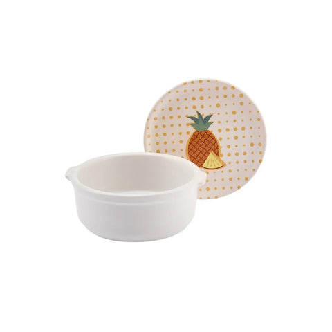 Bol Karaca Polka Dot ananas pour le petit-déjeuner avec couvercle