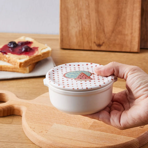 Bol Karaca Polka Dot pastèque pour le petit-déjeuner avec couvercle