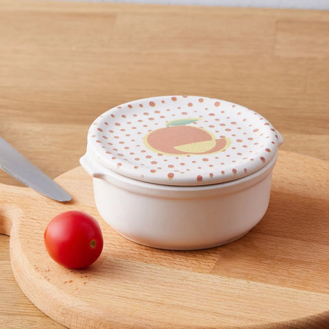 Bol Karaca Polka Dot pour le petit-déjeuner avec couvercle, orange