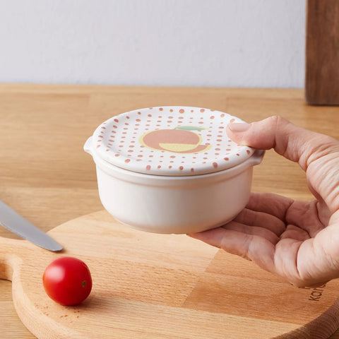 Bol Karaca Polka Dot pour le petit-déjeuner avec couvercle, orange