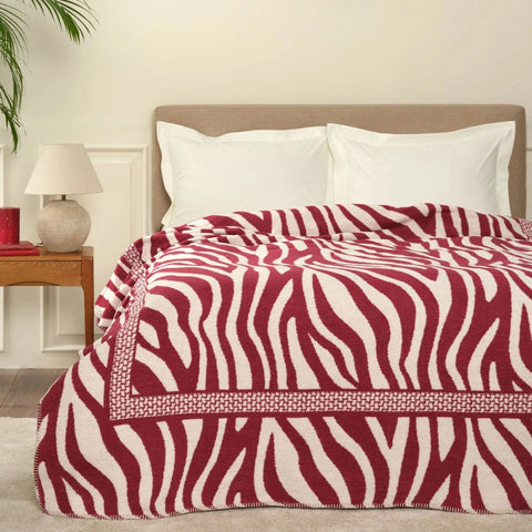 Couverture Karaca Home Almeda double, coton, bordeaux 