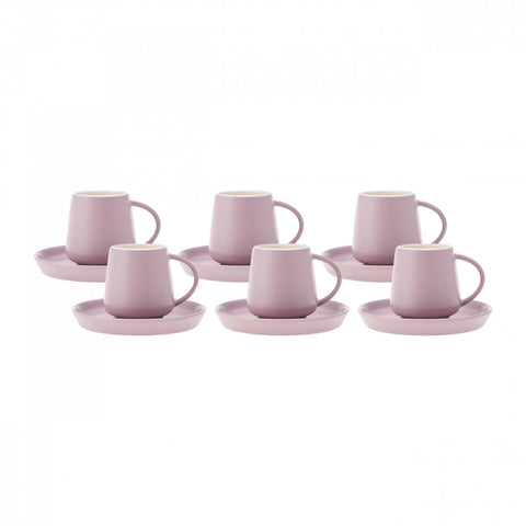 Coffret de tasses à café, Karaca Datca pour 6 personnes 90 ml, lilas