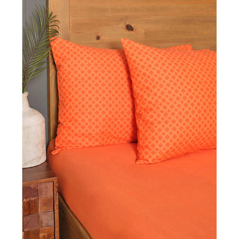 Ensemble de draps-housses Sarah Anderson Mitsy single, 100% coton, orange 