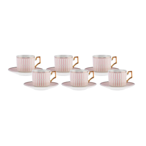 Coffret de tasses à café, Karaca Jolly Ligne mince pour 6 personnes, rose