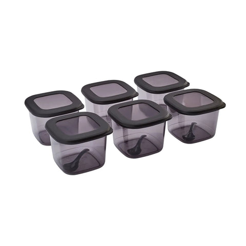 Pots à épices Karaca Forbs avec cuillère, 6 pièces, gris