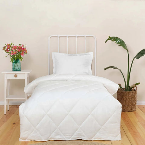 Couette lavable Ekosoft pour lit 1 personne, 155 x 215 cm, blanc (roulée)