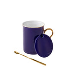 Tasse avec couvercle et cuillère Karaca Pastell, 350 ml, bleu marine