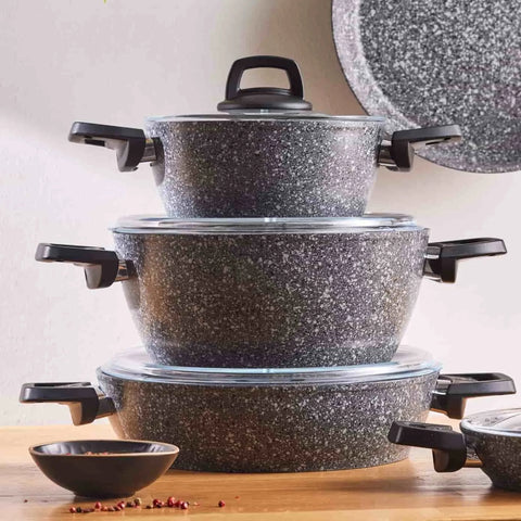 Batterie de cuisine Karaca Biogranit Grey Stone, 9 pièces