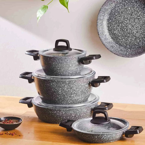 Batterie de cuisine Karaca Biogranit Grey Stone, 9 pièces