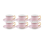 Coffret de tasses à café Karaca Jolly Hypnose pour 6 personnes, 100 ml, rose