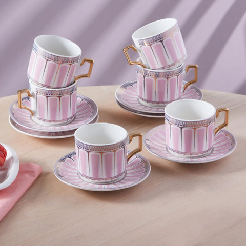 Coffret de tasses à café Karaca Jolly Hypnose pour 6 personnes, 100 ml, rose