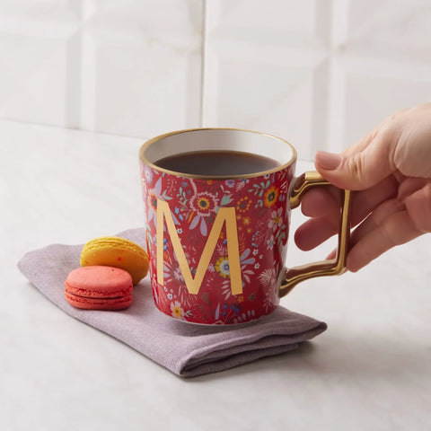 Mug Karaca avec fleurs et lettre M, 350 ml