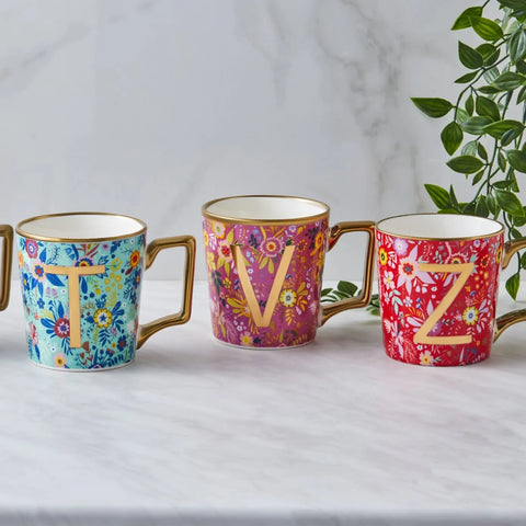 Mug Karaca avec fleurs et lettre N, 350 ml