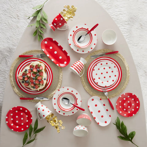 Assiette à dessert Karaca Polka Dot en porcelaine, 19 cm, blanc