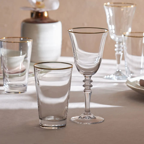 Ensemble de verres Karaca Jamie Gold Rim, pour 12 personnes, 24 pièces