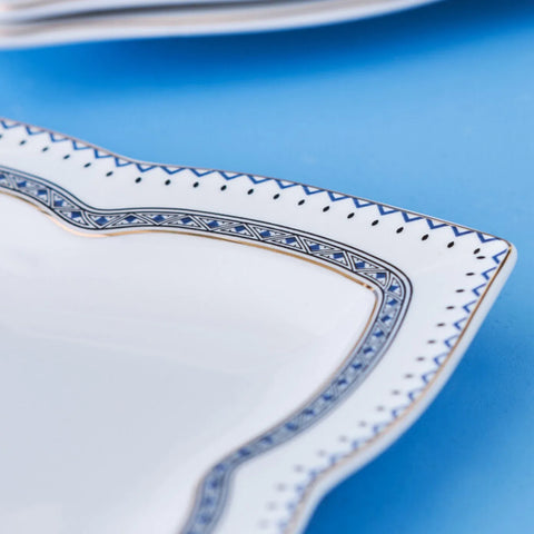 Service pour le petit-déjeuner Karaca New en porcelaine pour 6 personnes, 32 pièces, bleu