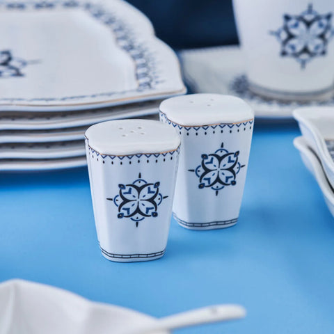 Service pour le petit-déjeuner Karaca New en porcelaine pour 6 personnes, 32 pièces, bleu