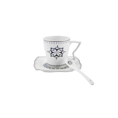 Service pour le petit-déjeuner Karaca New en porcelaine pour 6 personnes, 32 pièces, bleu