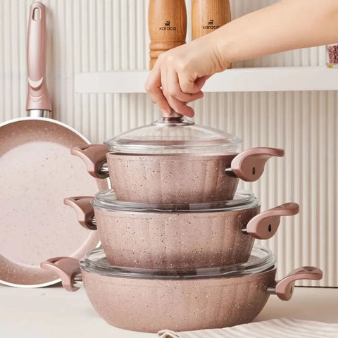 Batterie de cuisine Cookplus Biogranit Dream, 7 pièces, rose