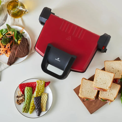 Multigril et appareil à croque-monsieur Karaca Future Essential, rouge mat, 1800 W