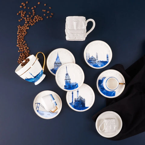 Coffret de tasses à café Karaca Istanbul pour 6 personnes, 12 pièces