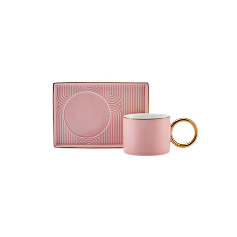 Coffret de tasses à café Karaca Soho, 2 personnes, 80 ml, rose