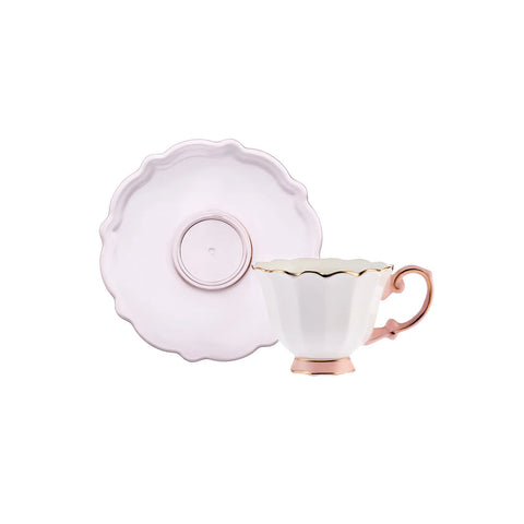 Coffret de tasses à café, Karaca Samo pour 2 personnes, rose, avec soucoupe en acrylique 90 ml