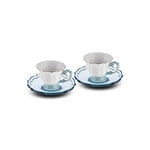 Coffret de tasses à café, Karaca Samo pour 2 personnes, Turquoise, avec soucoupe en acrylique 90 ml