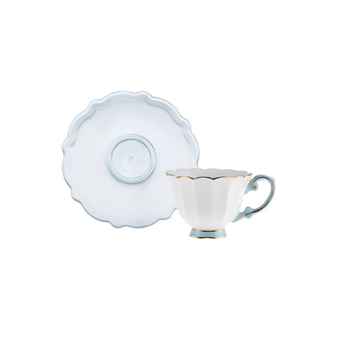 Coffret de tasses à café, Karaca Samo pour 2 personnes, Turquoise, avec soucoupe en acrylique 90 ml