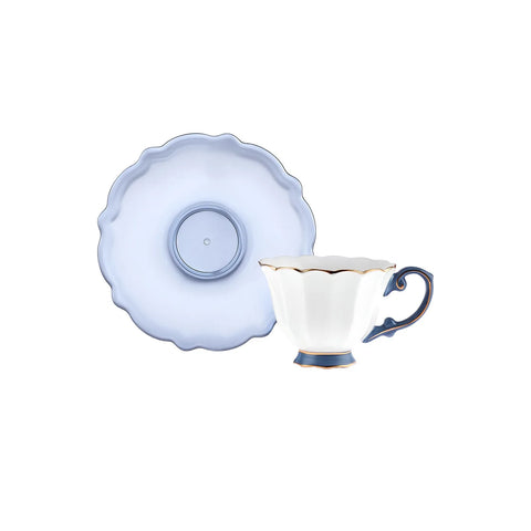 Coffret de tasses à café, Karaca Samo pour 2 personnes, Bleu foncé, avec soucoupe en acrylique 90 ml