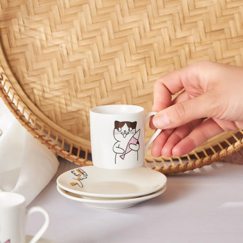 Coffret de tasses à café Karaca Chat pour 2 personnes, 80 ml