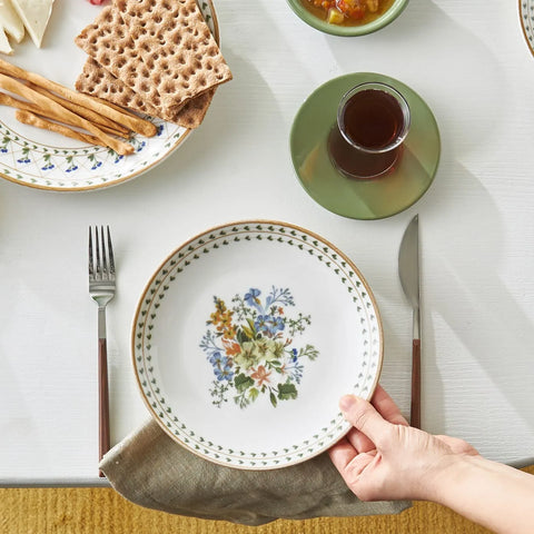 Service de petit déjeuner Karaca Foliage 25 pièces pour 6 personnes, porcelaine