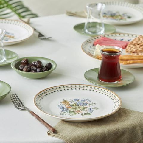 Service de petit déjeuner Karaca Foliage 25 pièces pour 6 personnes, porcelaine