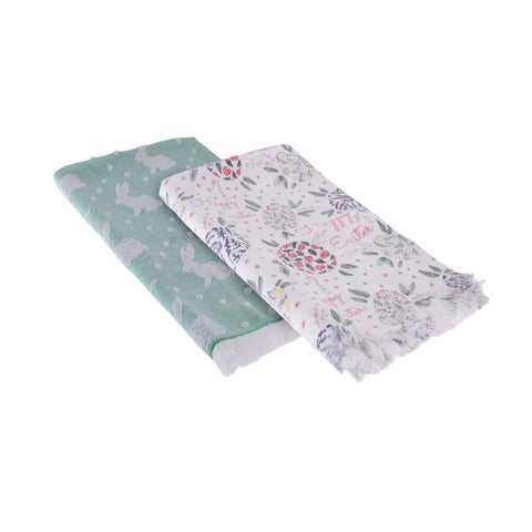 Set de serviettes Karaca Lapin de Pâques 100% coton, 2 pièces, vert 