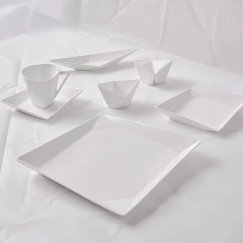 Service Petit Déjeuner Karaca Origami pour 6 personnes, 26 pièces, porcelaine, carré