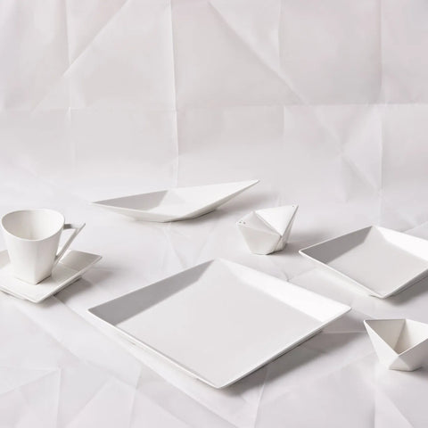 Service Petit Déjeuner Karaca Origami pour 6 personnes, 26 pièces, porcelaine, carré