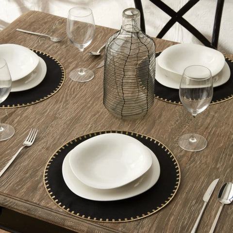 Napperon Karaca Home Collection Signature du 50e anniversaire​, or noir, rond  ​