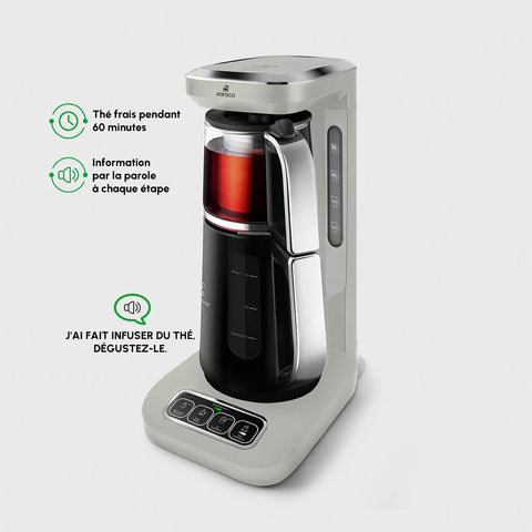 Théière Bouilloire et cafetière filtre Karaca Caysever Robotea Pro 4 en 1 automatique parlant ,2500W, starlight