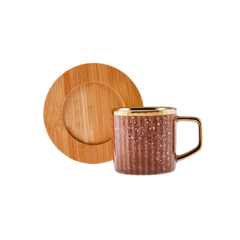 Coffret de tasses à café pour 6 personnes avec plateau en bambou Karaca, coloré, 90 ml