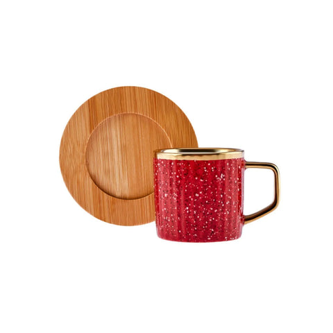 Coffret de tasses à café pour 6 personnes avec plateau en bambou Karaca, coloré, 90 ml