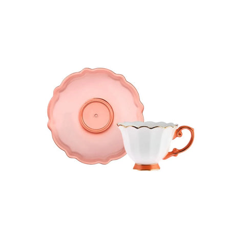 Coffret de tasses à café Karaca Samo pour 2 personnes, avec soucoupe en acrylique, orange, 90 ml