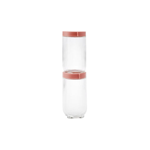 Boîte de rangement Karaca Ribbed 2 pièces, en verre, 900 ml