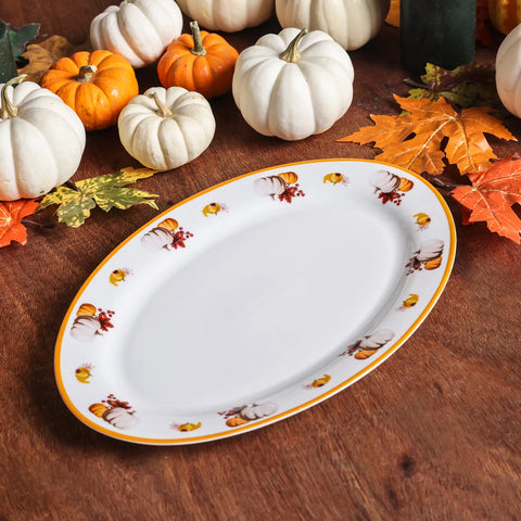 Plat ovale Karaca Halloween Citrouille, 20cm, blanc, porcelaine 