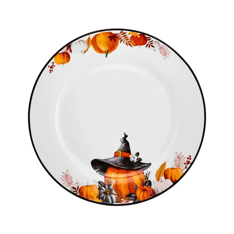 Assiette de présentation Karaca Halloween Citrouille 27cm, blanc, porcelaine