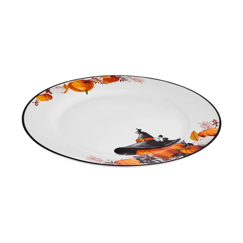 Assiette de présentation Karaca Halloween Citrouille 27cm, blanc, porcelaine