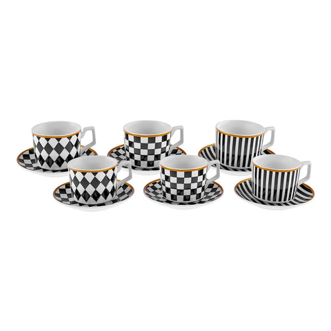 Coffret de tasses à thé Karaca Chekers pour 6 personnes, 220 ml