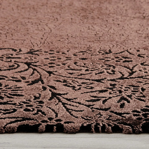 Tapis Kaşmir Halı Viscose Premium Damask couleur saumon, 80x150 cm 