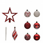 Set d'ornements de sapin Karaca Home Fun Red Noël Coiffe de sapin en forme d'étoile, 19 pièces