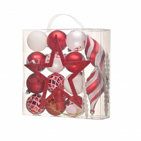 Set d'ornements de sapin Karaca Home Fun Red Noël Coiffe de sapin en forme d'étoile, 19 pièces